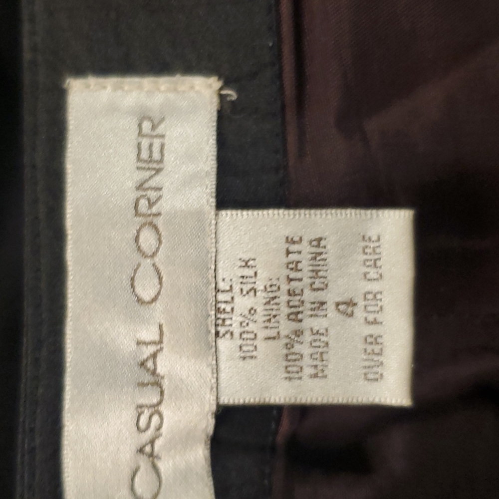 Vintage Silk Casual Corner size 4 Black Pants